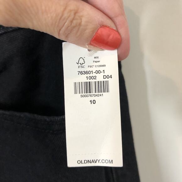 Old Navy NWT Women's Button-Fly Extra High-Rise Sky-Hi Straight Jeans Black 10 - Picture 8 of 10